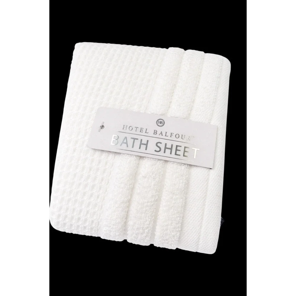 Hotel Balfour Luxury‎ White Waffle Weave 100% Cotton 2 Bath Sheets 30